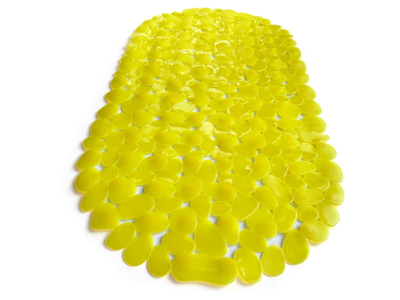 Tike Smart â€œPebblesâ€ Non-Slip Bathtub & Shower Mat 27â€x14â€ Oval - Non-Toxic - Safe, Clean, Machine-Washable, Superior Grip & Drainage, Vinyl, for Smooth Floors ONLY, Transparent Light Yellow - Image 1
